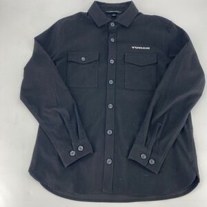 Mercer + Mettle Mens Black Long Sleeve Button Down Shirt Turck Logo Size L